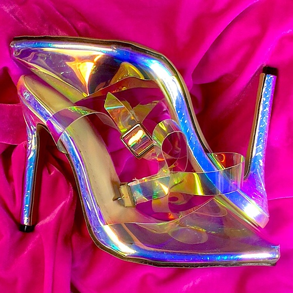 Unicorn Gloss PVC Anklet Spike Heels NEW 5.5-10 - Picture 2 of 13